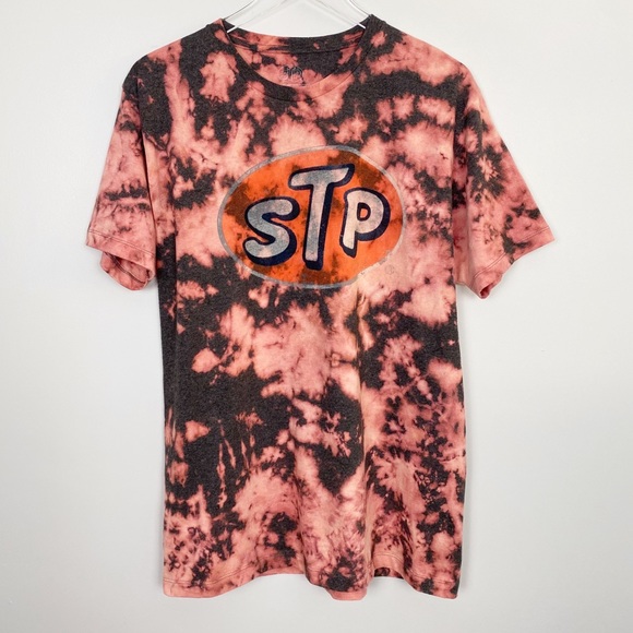 Tops - STP Bleach Tie Dye Graphic Band Tee L Custom Gray